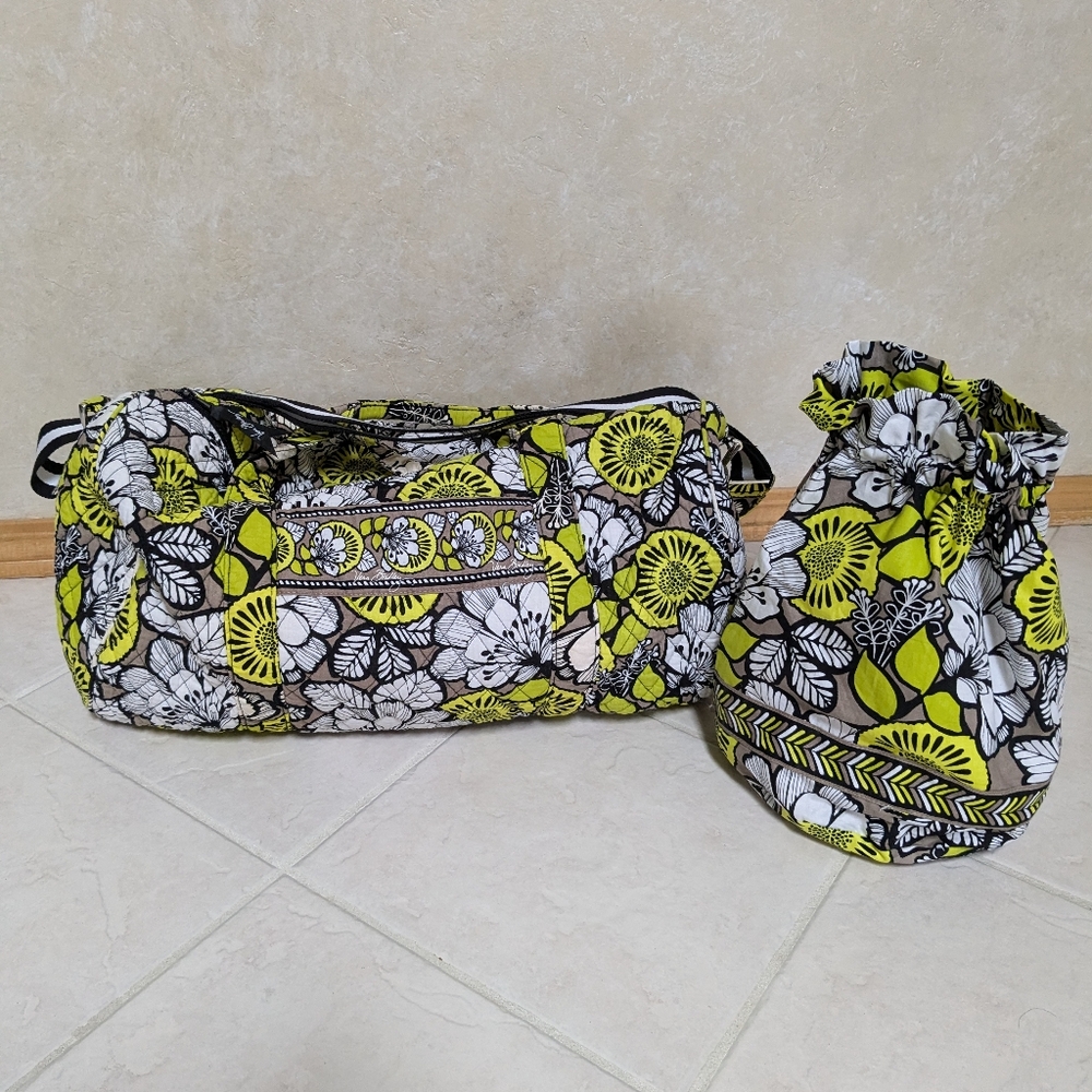 Vera Bradley Citron Print Duffle Bag & Diddy Bag